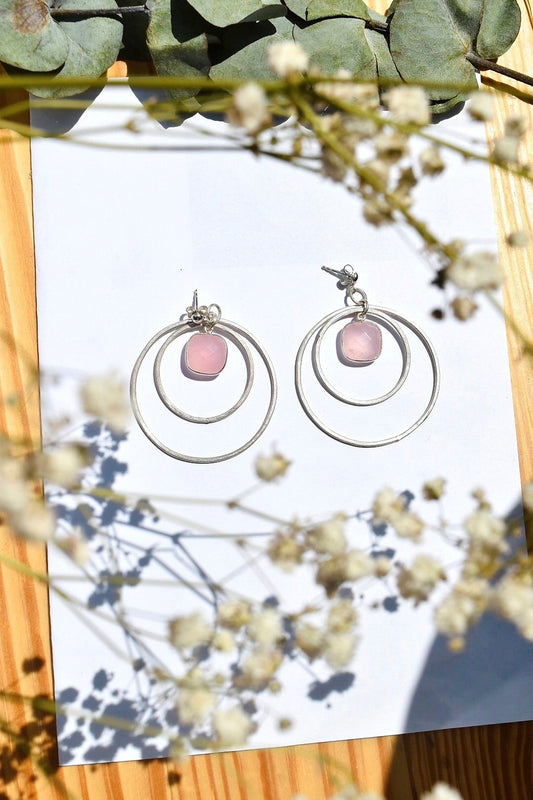 Rose Quartz Hoops